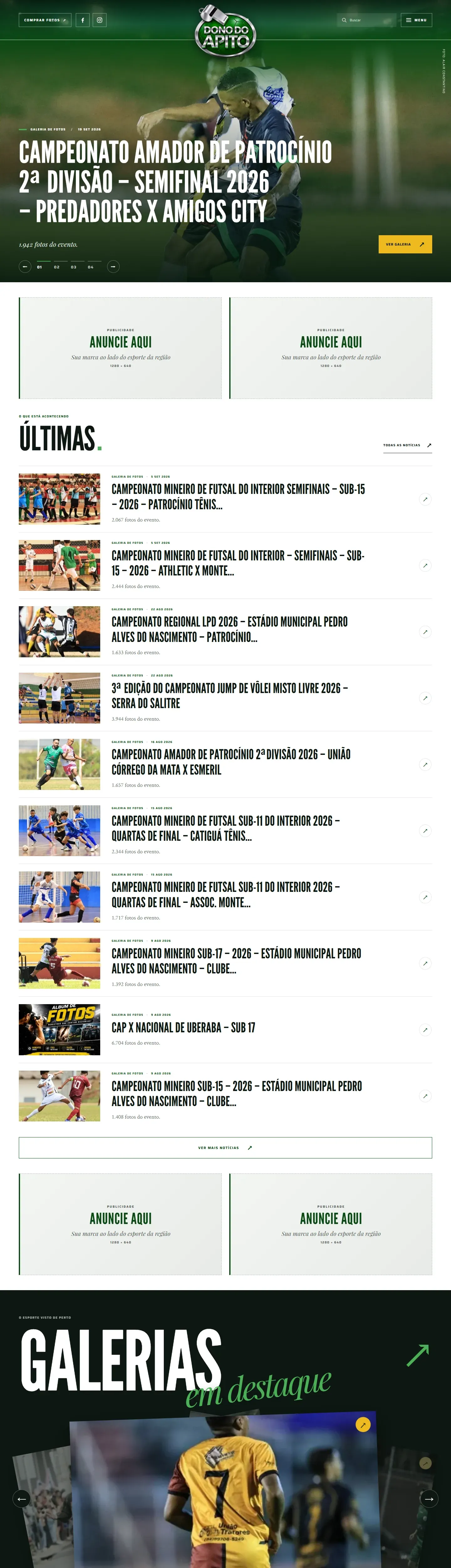 Captura real do site Dono do Apito no computador