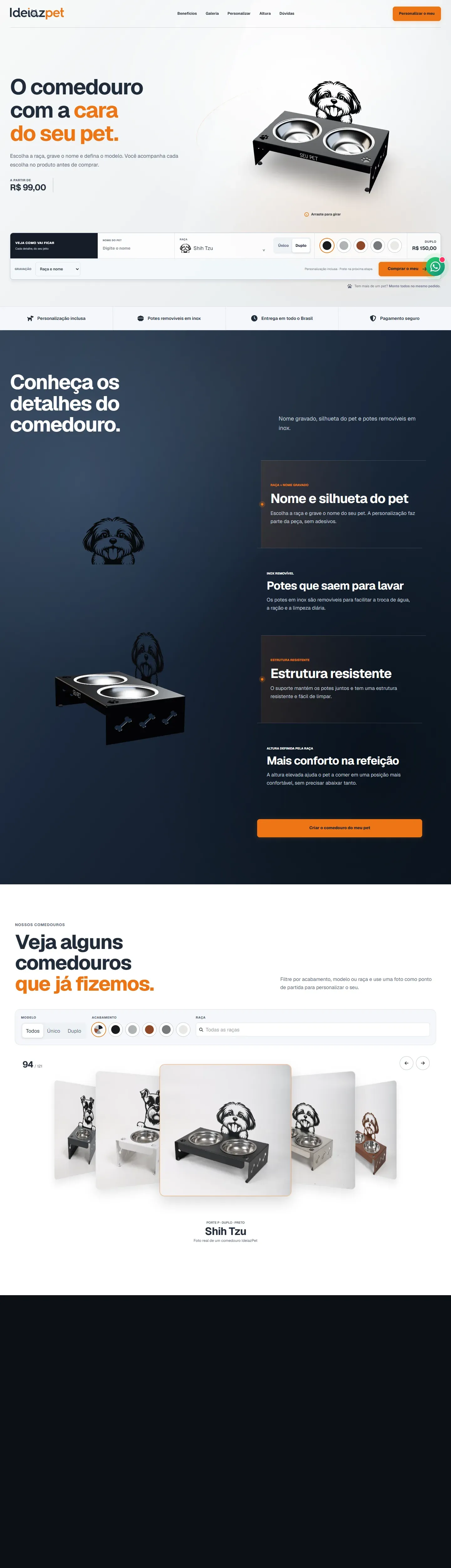 Captura real do site IdeiazPet no computador
