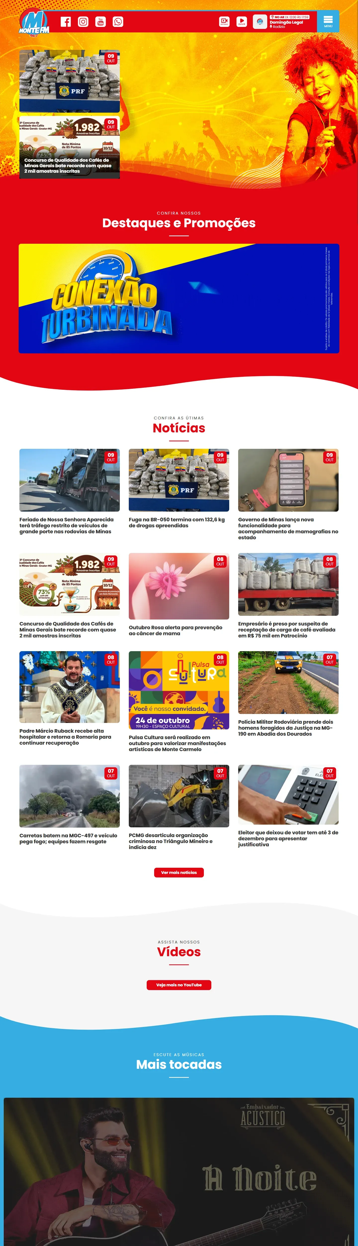 Captura real do site Monte FM no computador